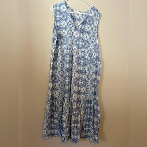 beachlunchlounge Sleeveless Tie Dye Dress Blue XL